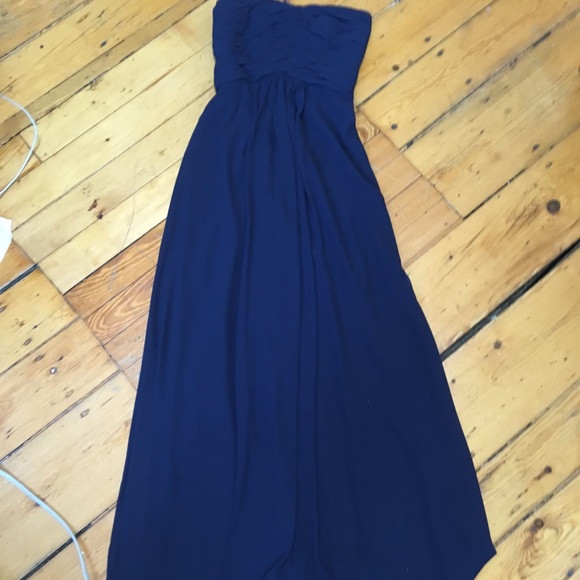 Monique Lhullier Bridesmaids navy strapless gown 0 - Picture 8 of 8